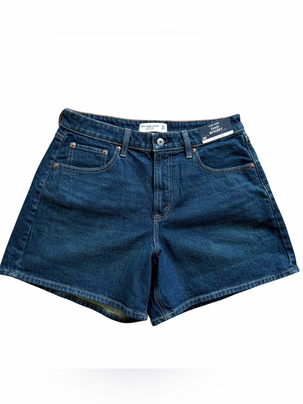 Abercrombie & Fitch Curve Love High Rise Dad Short Womens 29 Dark Blue Denim NWT